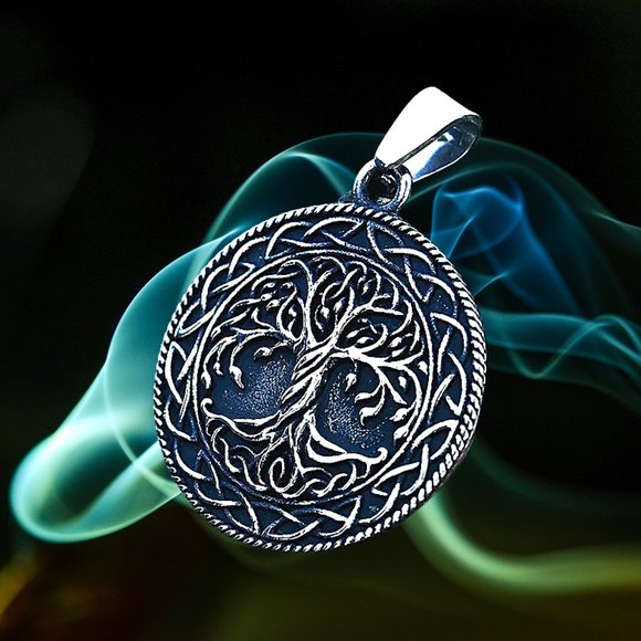 Viking Celtic Knot Tree of Life Pendant Necklace - Picture 1 of 8
